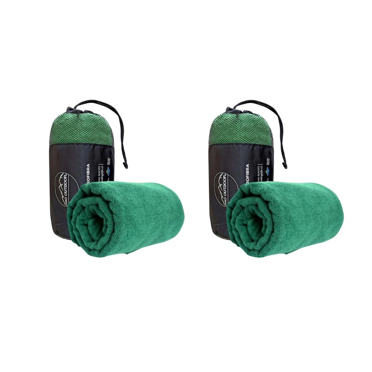 PRO OUTDOOR - Pack 2 Toallas Microfibra Terry Verde