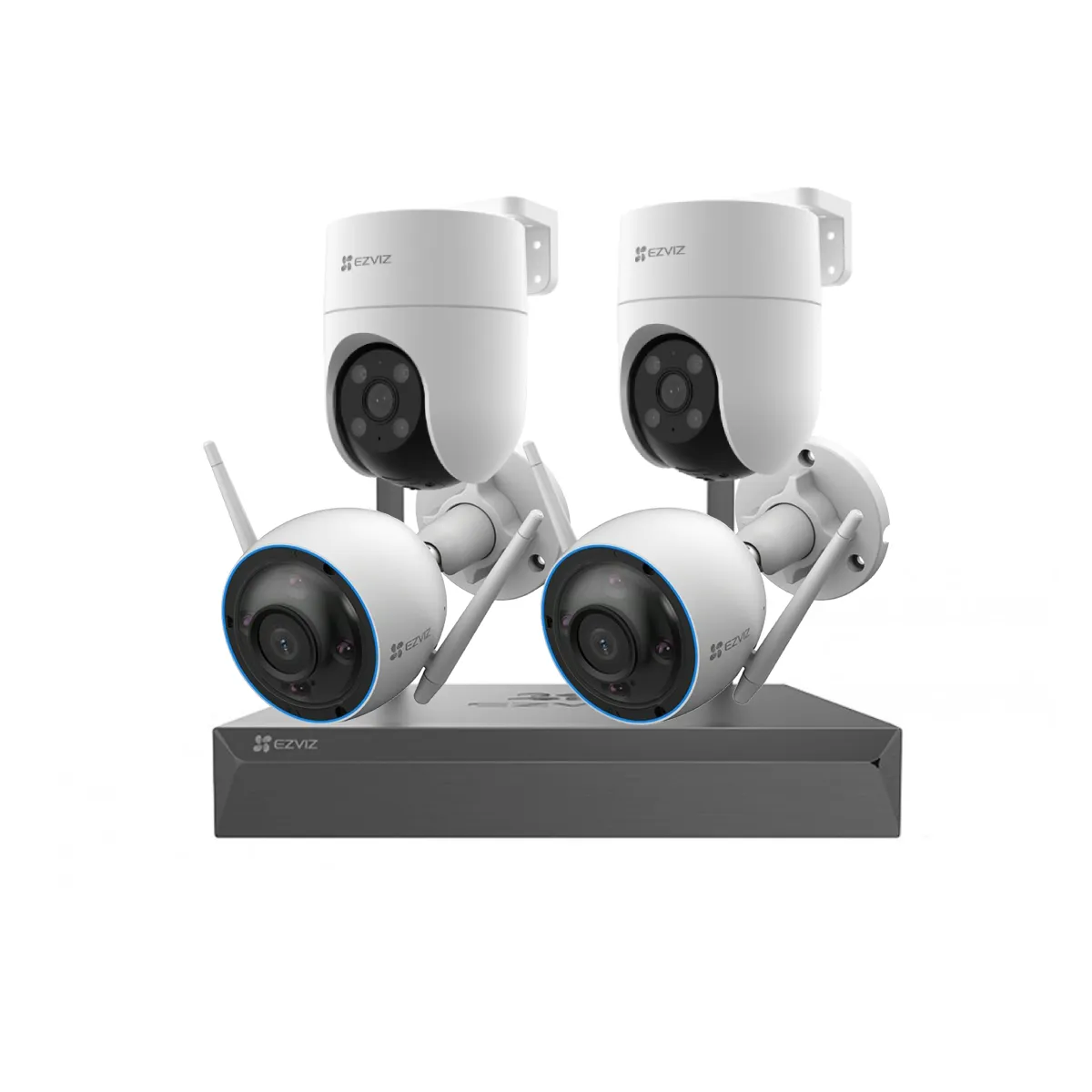 EZVIZ - Kit 4 Camaras Ezviz Nvr 8ch Exterior Inalambricas Wifi 500gb