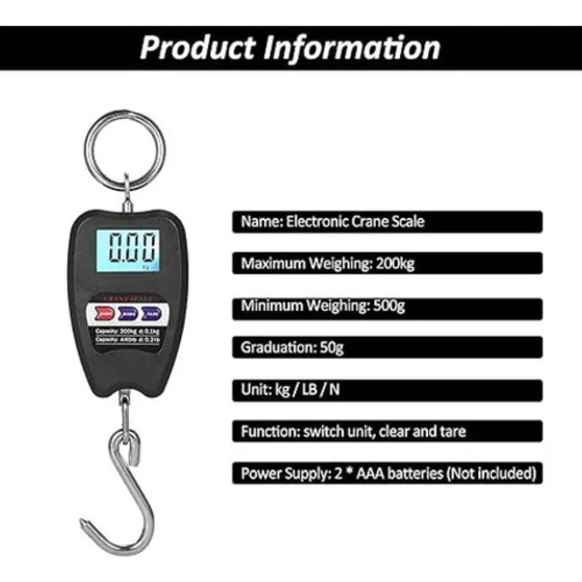GENERICO - Balanza Pesa Viaje 200 Kilos