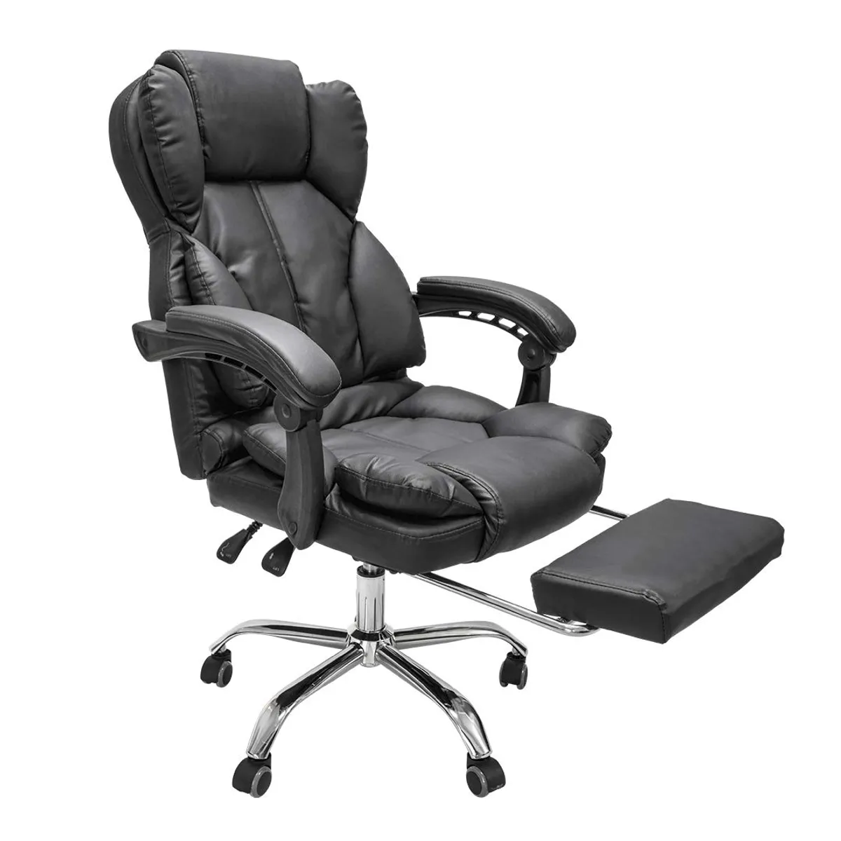 RELAN - Silla de Escritorio Peace Acolchada con Apoyapies Negra