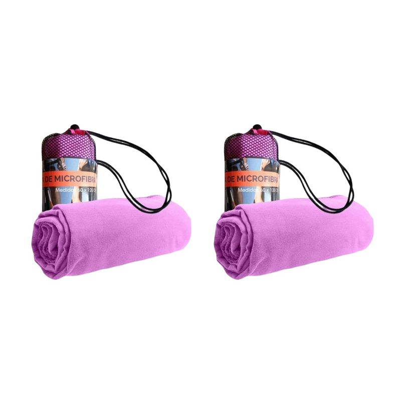 PRO OUTDOOR - Pack 2 Toallas Microfibra Suede Morada