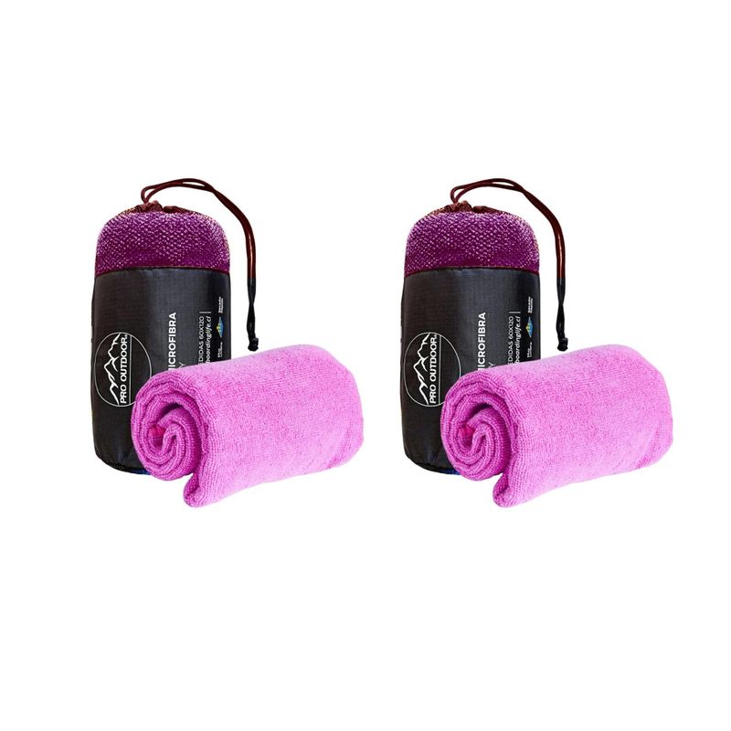 PRO OUTDOOR - Pack 2 Toallas Microfibra Terry Morada