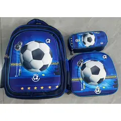 GENERICO - MOCHILA ESCOLAR 3D BALON FUTBOL CON RUEDAS Y LUCES 3 PIEZAS