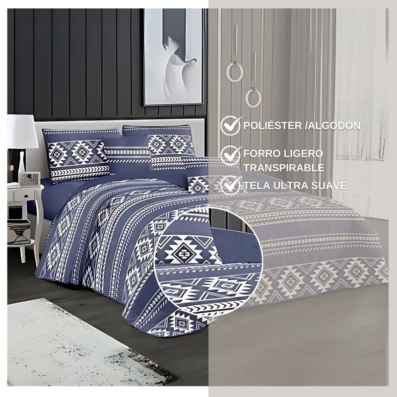 GENERICO - Cubrecama Tela Quilt De Verano 2 Plazas Diseño Estampado