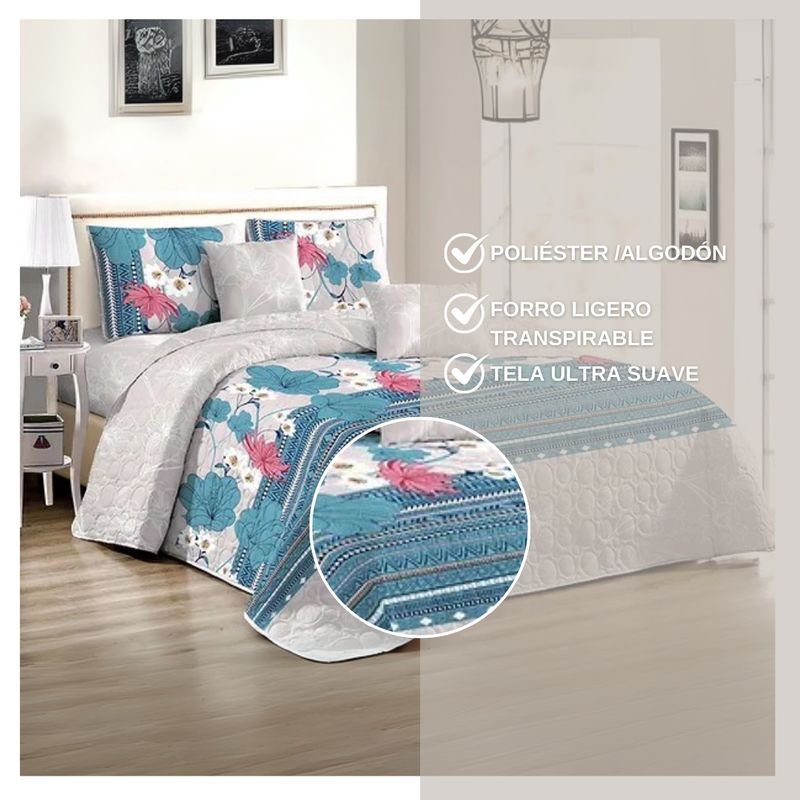 GENERICO - Cubrecama Tela Quilt De Verano 2 Plazas Diseño Estampado