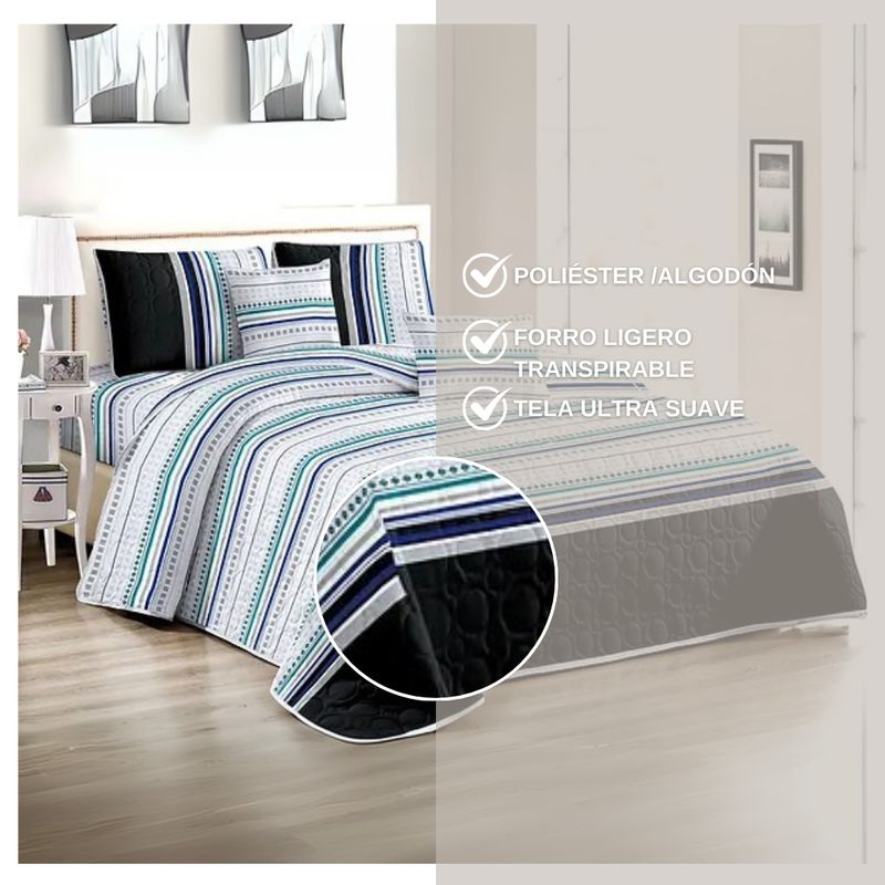 GENERICO - Cubrecama Tela Quilt De Verano 2 Plazas Diseño Estampado