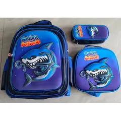 GENERICO - MOCHILA ESCOLAR 3D CON RUEDAS Y LUCES 3 PIEZAS PARA NIÑOS