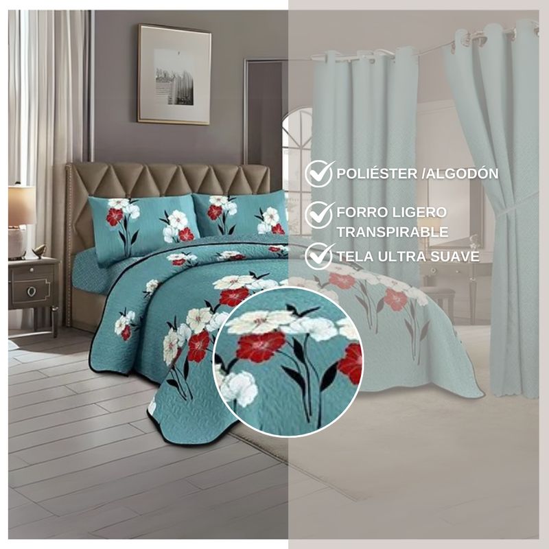 GENERICO - Cubrecama Tela Quilt De Verano 2 Plazas Diseño Estampado