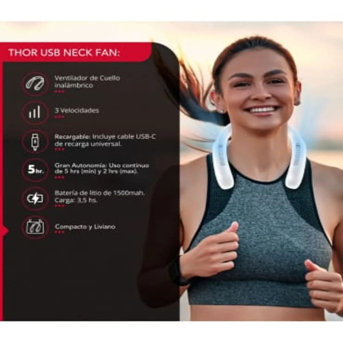 THORBEN - Ventilador de cuello Thor USB Neck Fan White