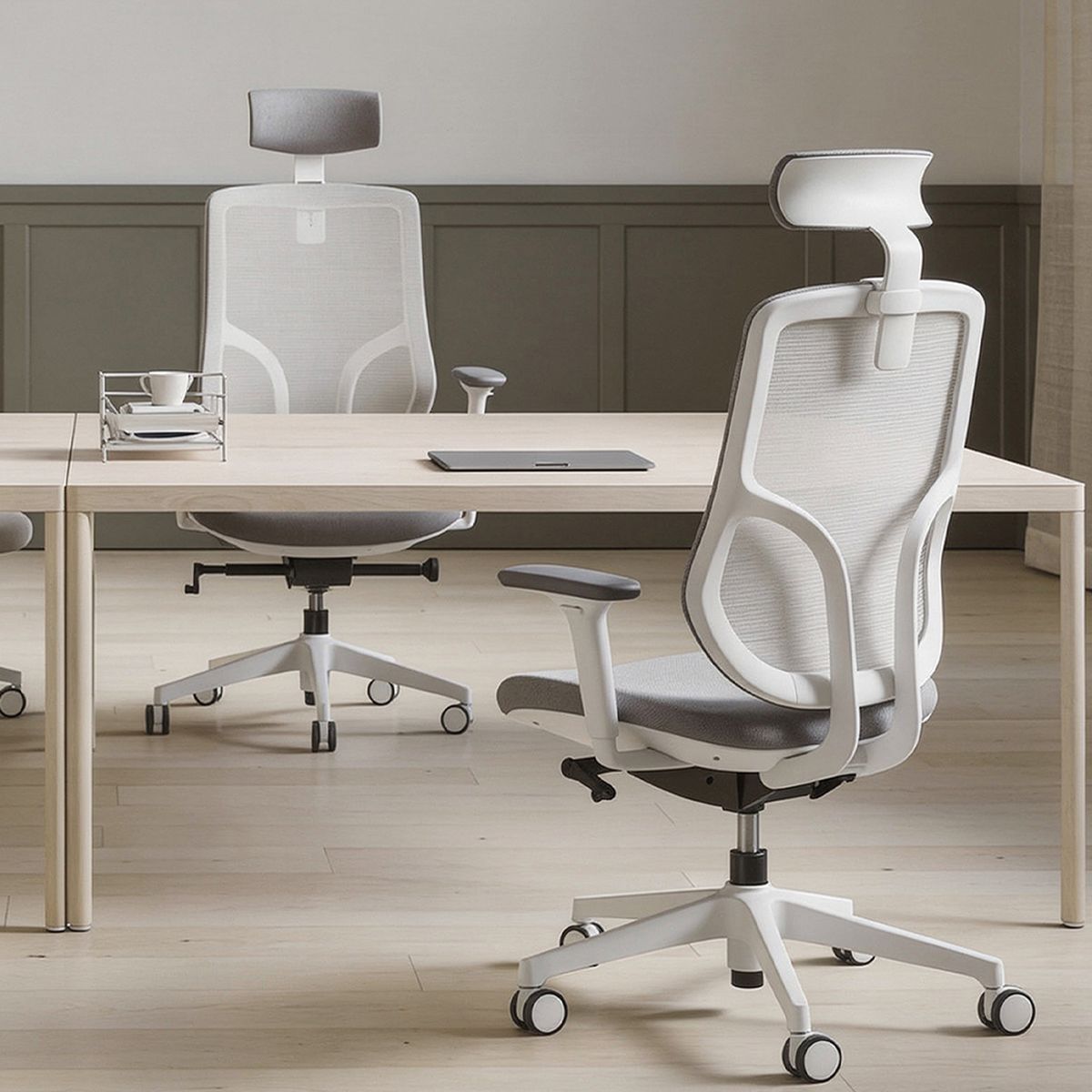FORM OFFICE - Silla Oficina Chic con cabecero Gris claro Form