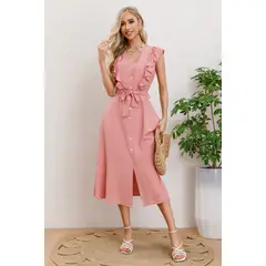 MPROPIA - Vestido Largo Primavera Mujer Semi Formal Casual Botones 339