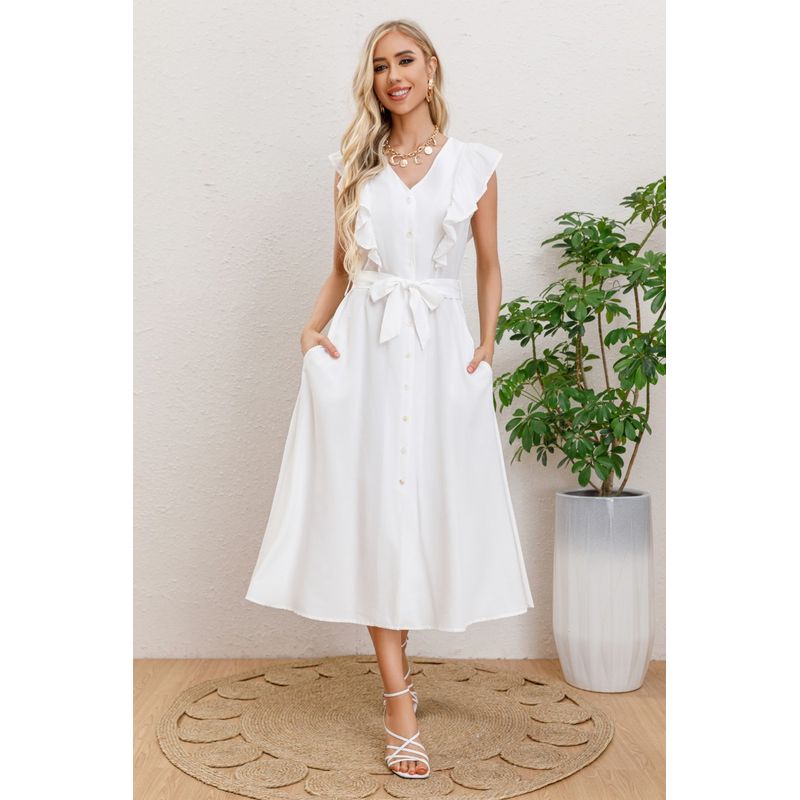 MPROPIA - Vestido Largo Primavera Mujer Semi Formal Casual Botones 339