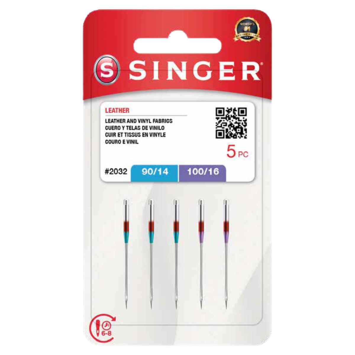 SINGER - Aguja Singer 2032 mixtas (Para cuero), set 5 unidades