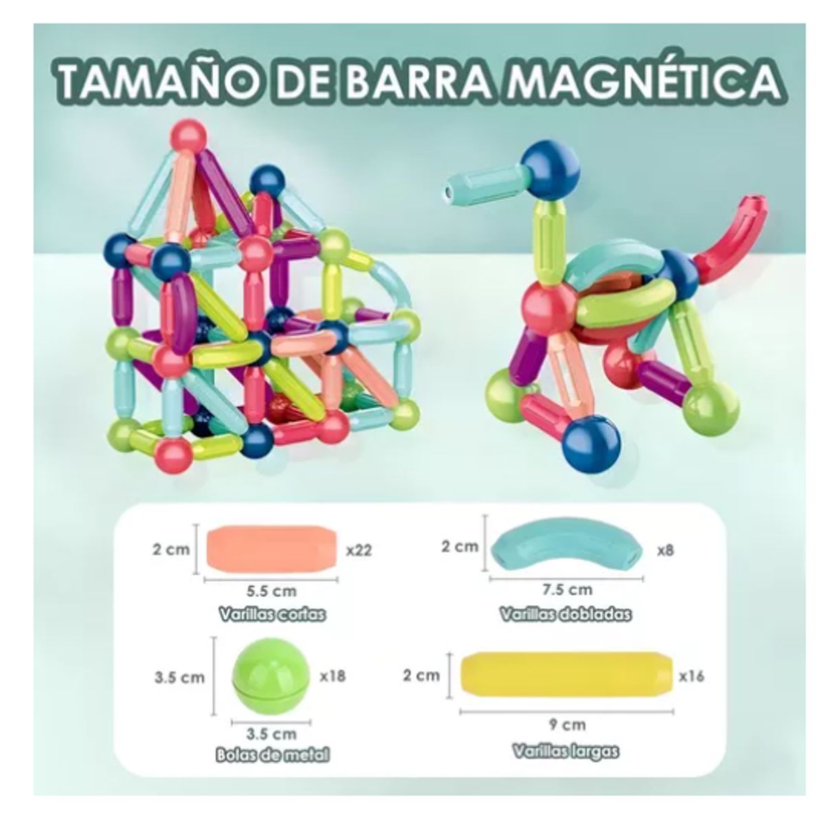 GENERICO - Magnetic Sticks Bloques Para Armar Magnéticos 36 Piezas