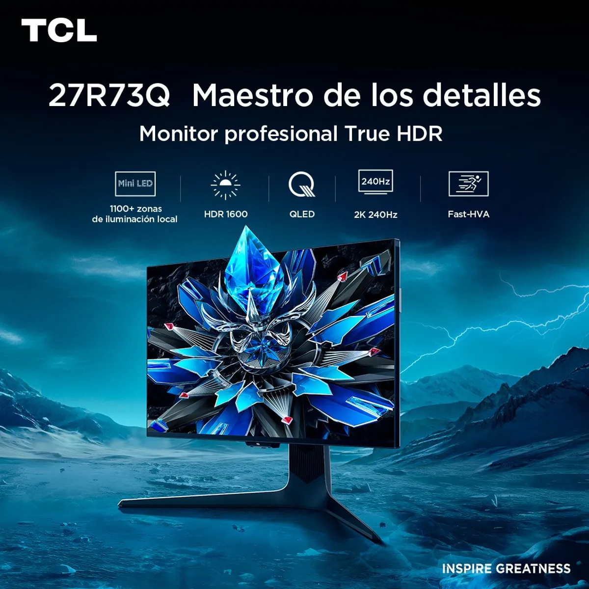 TCL - Monitor Gamer TCL 27" R73Q 240Hz HDR QD-MiniLED 1ms
