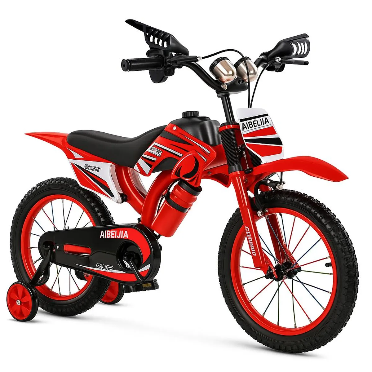 GENERICO - Bicicleta Infantil Bicimoto Aro 16 Niños Rojo