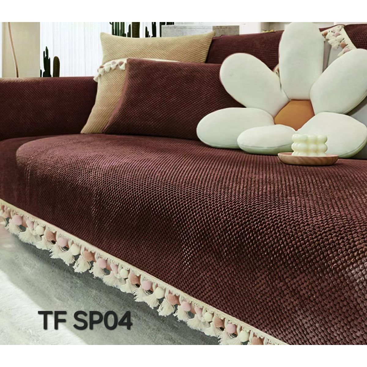 GENERICO - cubierta de sofa mat icon relieve y pompom