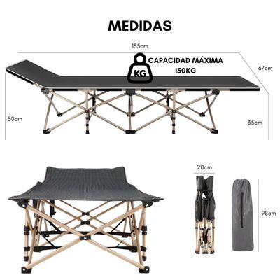 Imagen 2 del producto Catre Cama Campaña Camping Plegable Portátil Sencilla Ligera