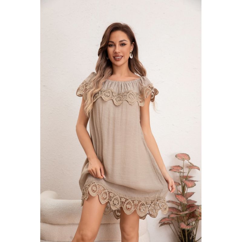 MPROPIA - Vestido Mujer Corto Playero Macramé Salida De Baño Verano 349