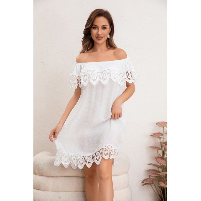 MPROPIA - Vestido Mujer Corto Playero Macramé Salida De Baño Verano 349