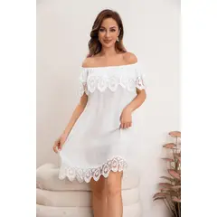MPROPIA - Vestido Mujer Corto Playero Macramé Salida De Baño Verano 349