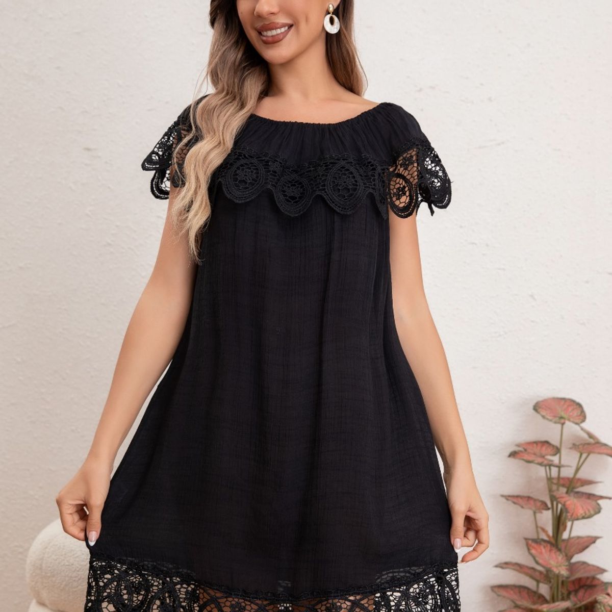 LIKE SHOP - Vestido Mujer Corto Playero Macramé Salida De Baño Verano 349