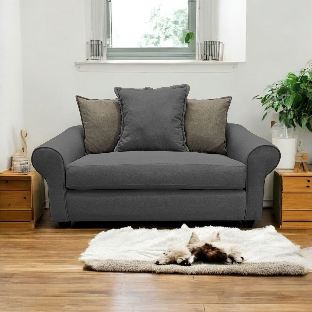 SOFAS HOME - SOFÁ PRAT CHENILLE GRIS 2 CUERPOS