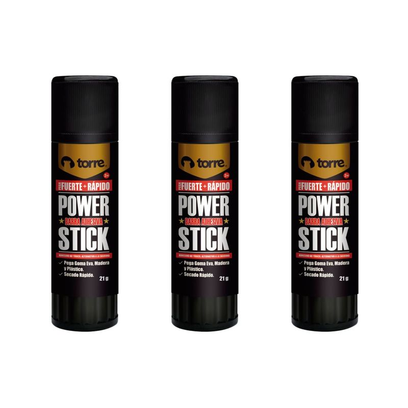 TORRE - Pegamento Adhesivo En Barra Power Stick 21grs 3 Unid. Torre