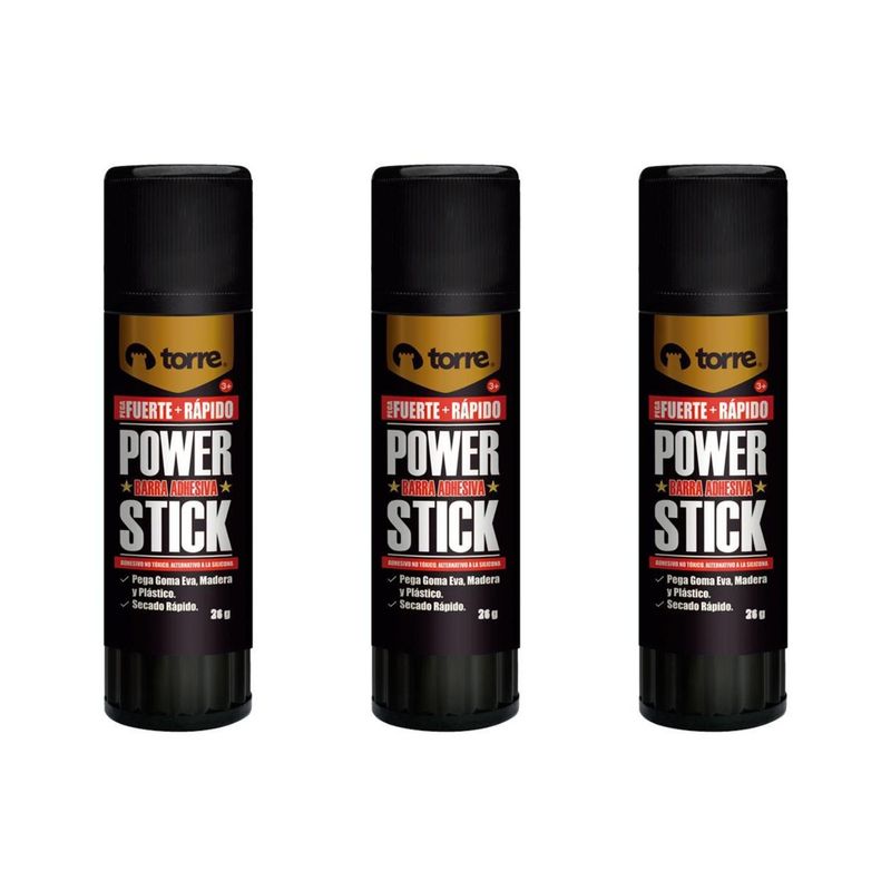 TORRE - Pegamento Adhesivo En Barra Power Stick 36grs 3 Unid. Torre