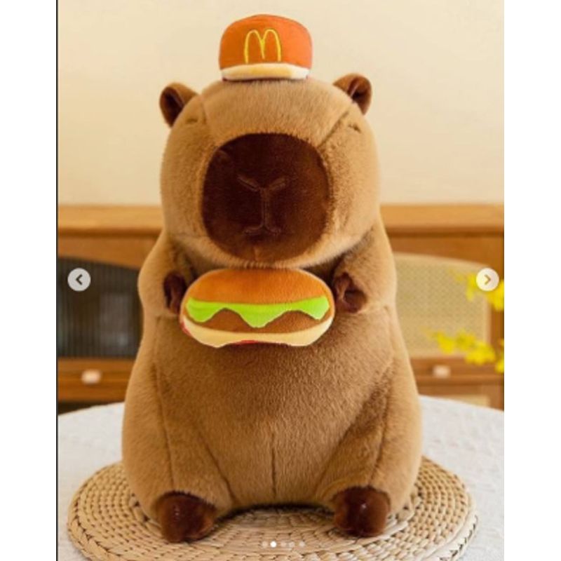 GENERICO - HERMOSO PELUCHE ANIMAL CAPYBARA DE 23CM DISEÑO HAMBURGUESA