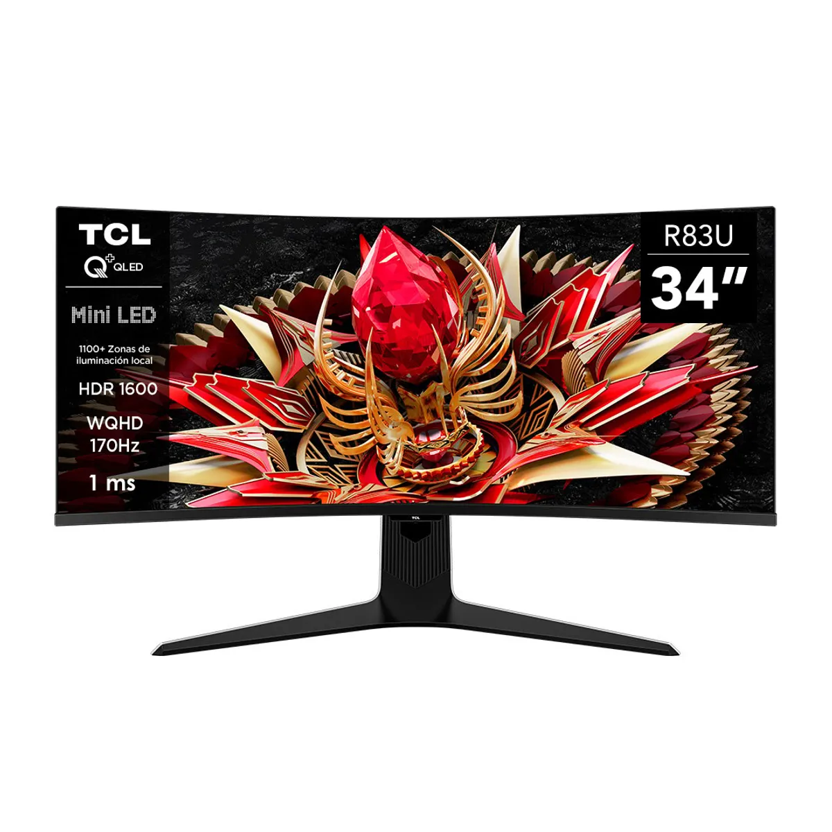 TCL - Monitor Gamer Curvo TCL 34" R83Q WQHD 170Hz QD-MiniLED 1ms
