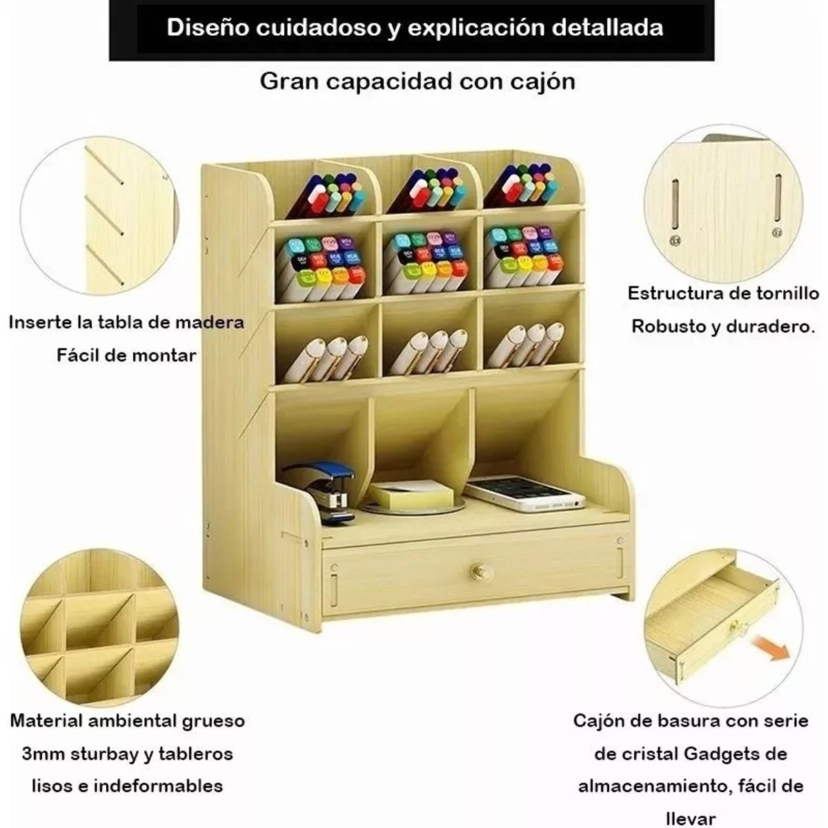 GENERICO - Pack Organizador De Lápices Plumones Súper Tips Lettering