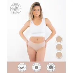 UNICA LINGERIE - CALZÓN PACK 3 PANTALETA CULOTTE MICROFIBRA SIN DEMARCACIÓN BEIGE