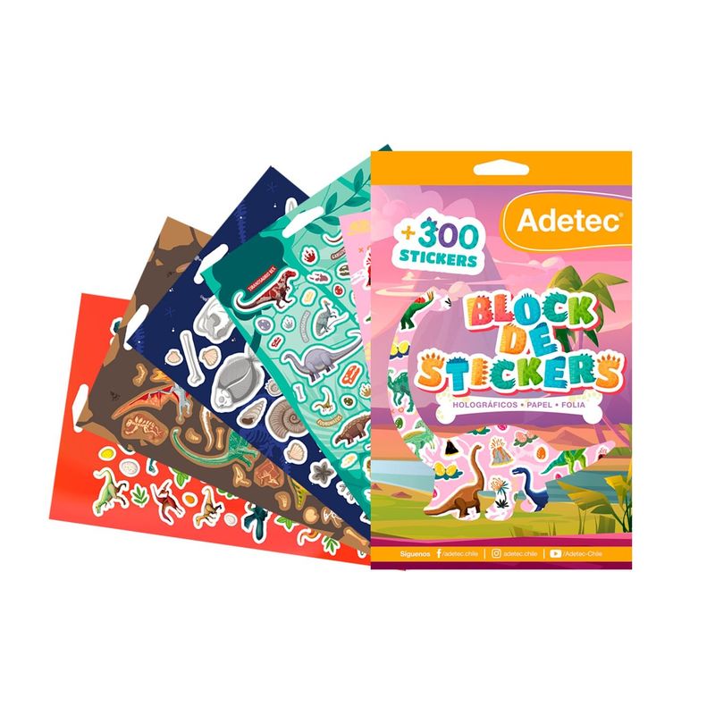 ADETEC - Block de Stickers Dinosaurios Adetec