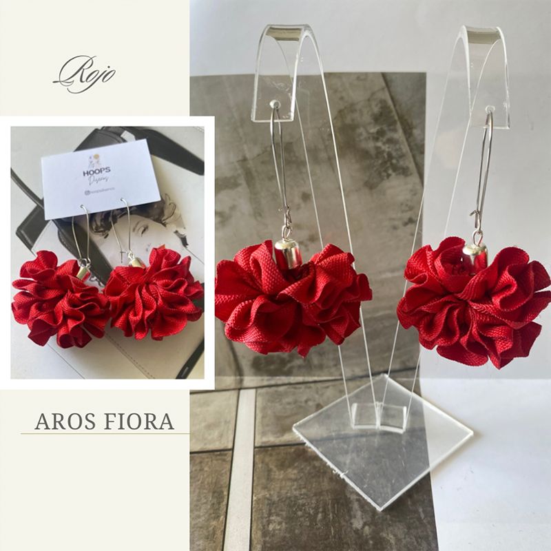 GENERICO - Aros De Tela En Flor Hechos A Mano