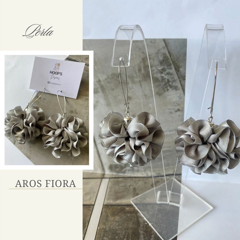 GENERICO - Aros De Tela En Flor Hechos A Mano
