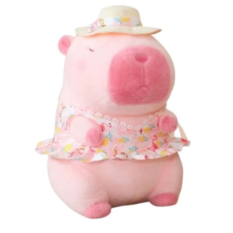 SHOOT - Peluche Capibara Rosado Playero Hawaiano de 25cm del Verano