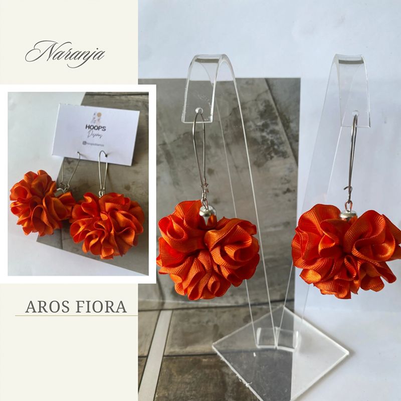 GENERICO - Aros De Tela En Flor Hechos A Mano