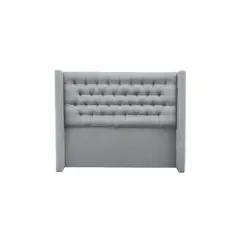 VINTAGE MOBEL - Respaldo de cama 2 plazas Lino Gris Claro Flugel
