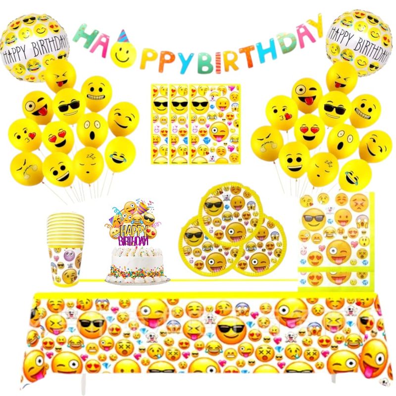 GENERICO - Pack Decoración Globos Cotillón emojis