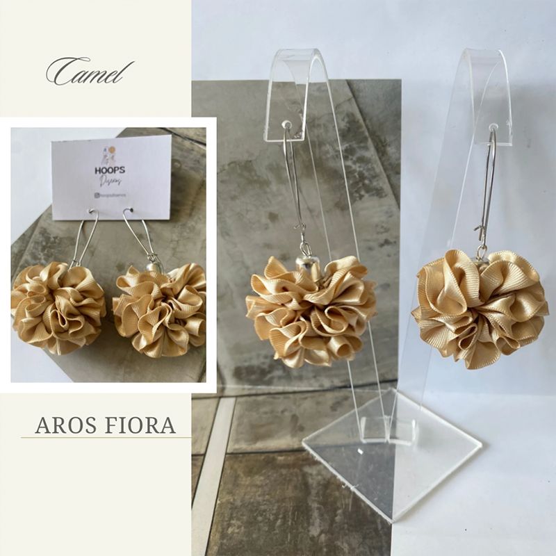 GENERICO - Aros De Tela En Flor Hechos A Mano
