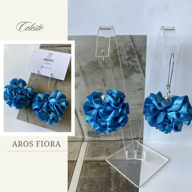 GENERICO - Aros De Tela En Flor Hechos A Mano