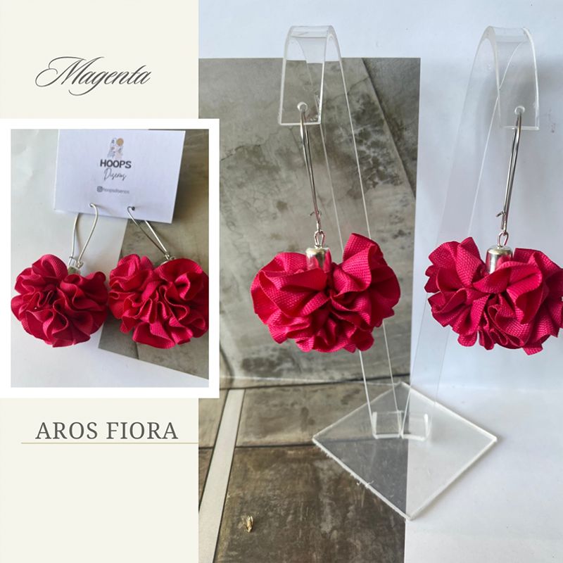 GENERICO - Aros De Tela En Flor Hechos A Mano