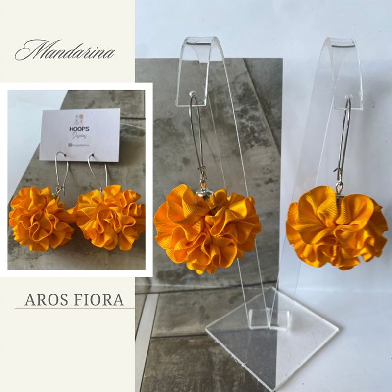 GENERICO - Aros De Tela En Flor Hechos A Mano