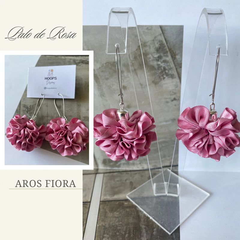 GENERICO - Aros De Tela En Flor Hechos A Mano