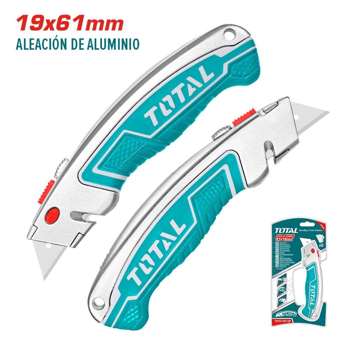 TOTAL - Cuchillo Cartonero Retráctil + 6 Hojas Total Tht5126128