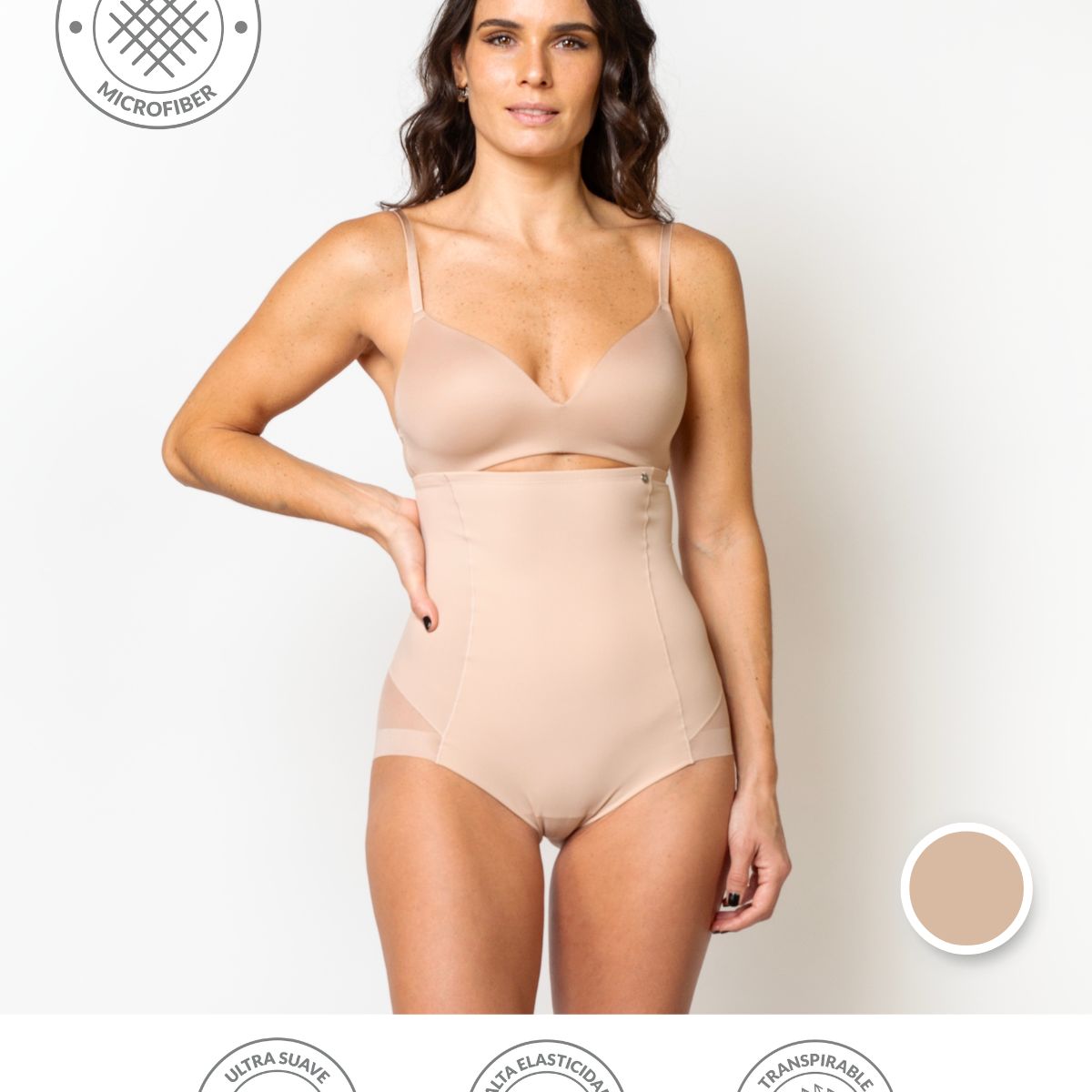 UNICA LINGERIE - CALZÓN CONTROL ALTO EN MICROFIBRA COMPRESIÓN FIRME SIN DEMARCACIÓN