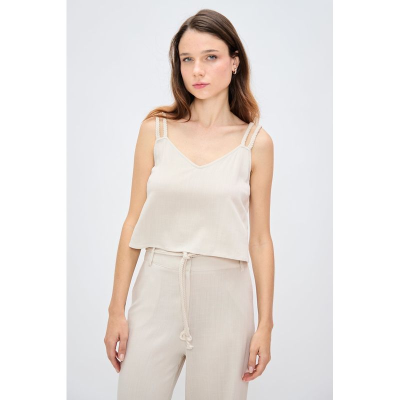 IO - Blusa Sin Mangas Beige Mujer Io