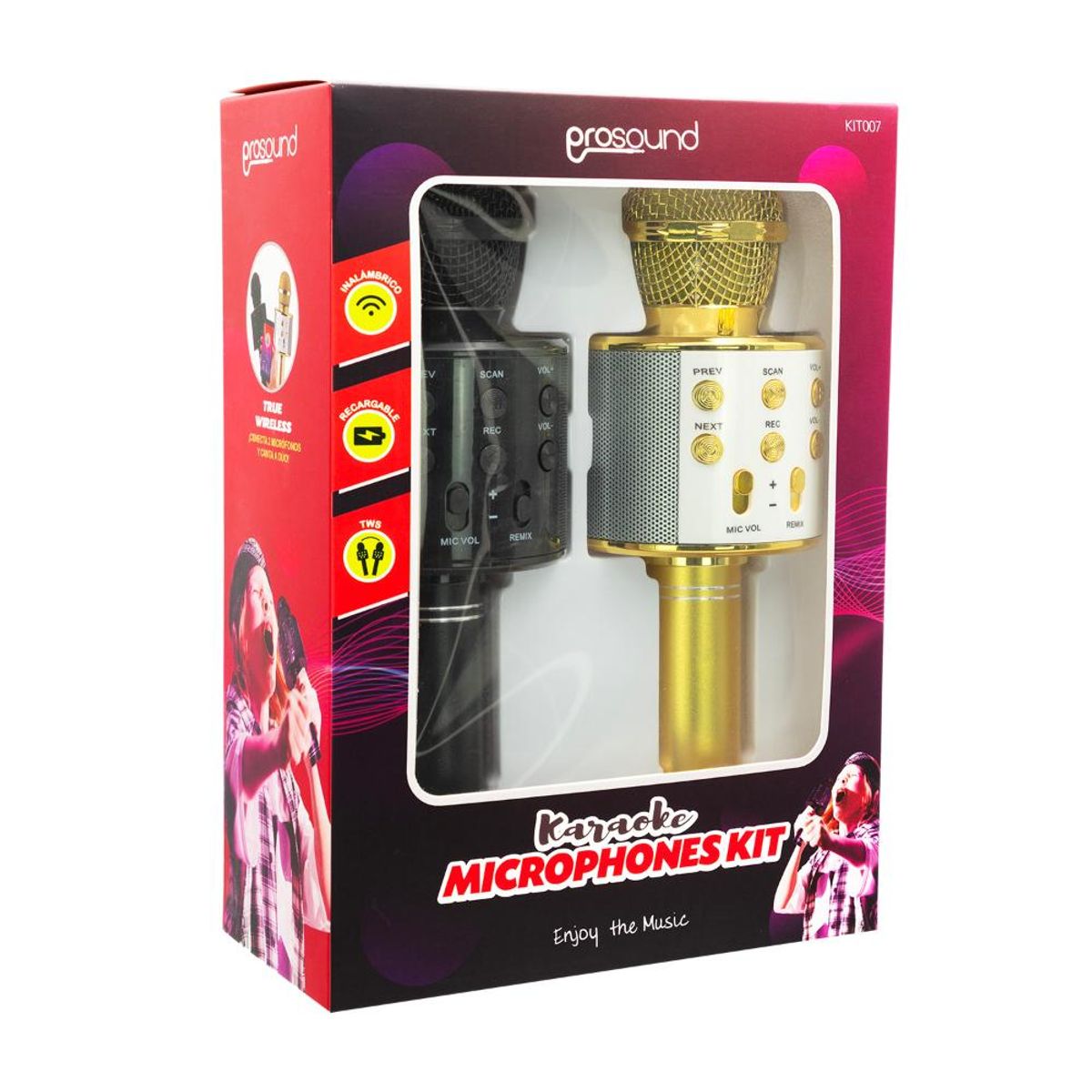 PHILCO - KIT DE MICRÓFONOS KARAOKE TWS PROSOUND