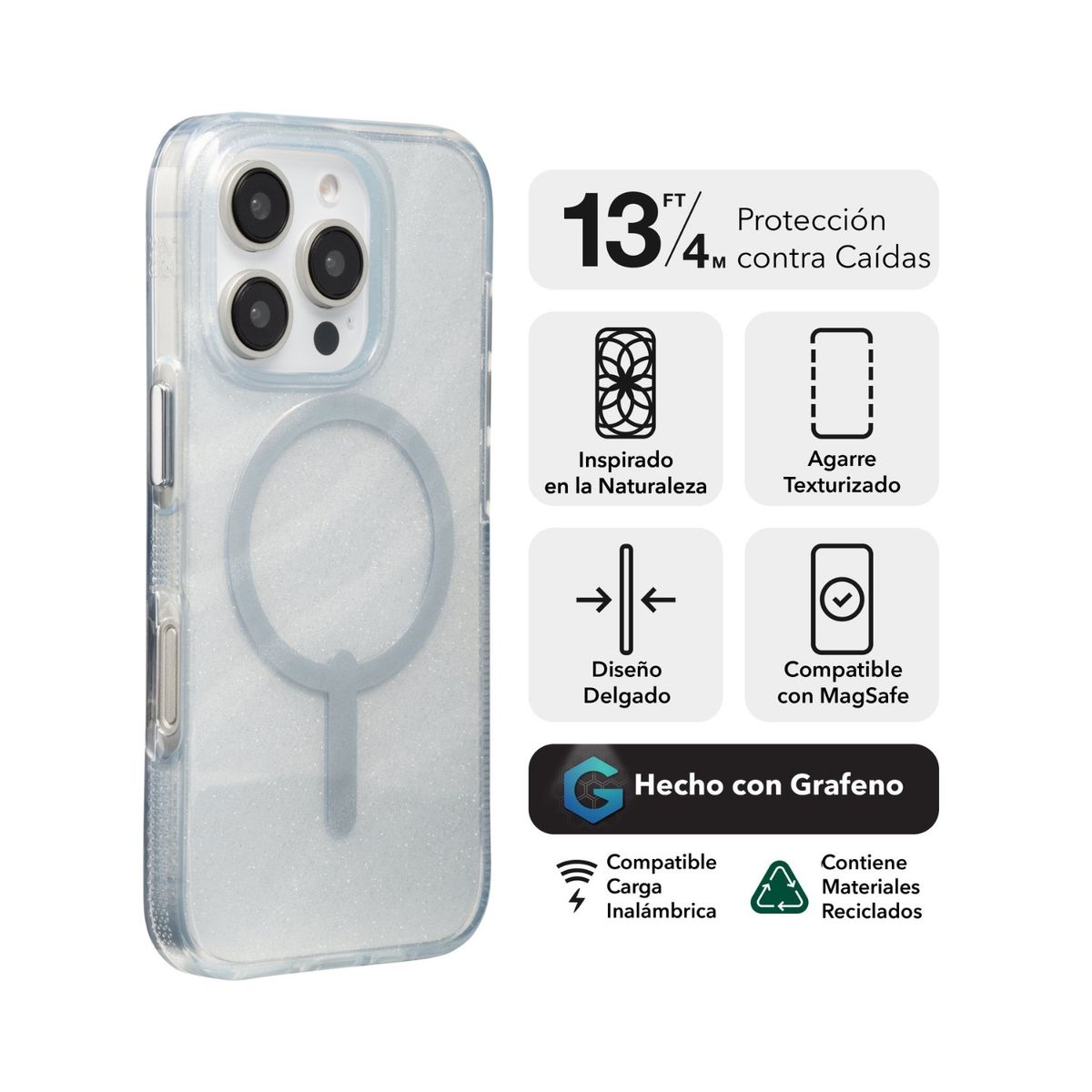 ZAGG - Funda Milan Snap Magsafe iPhone 16 Pro Zagg Blanco glitter